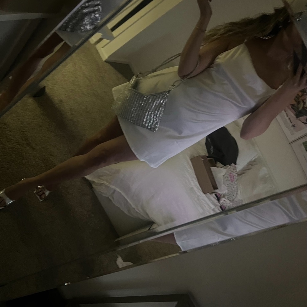 White sparkle mini dress